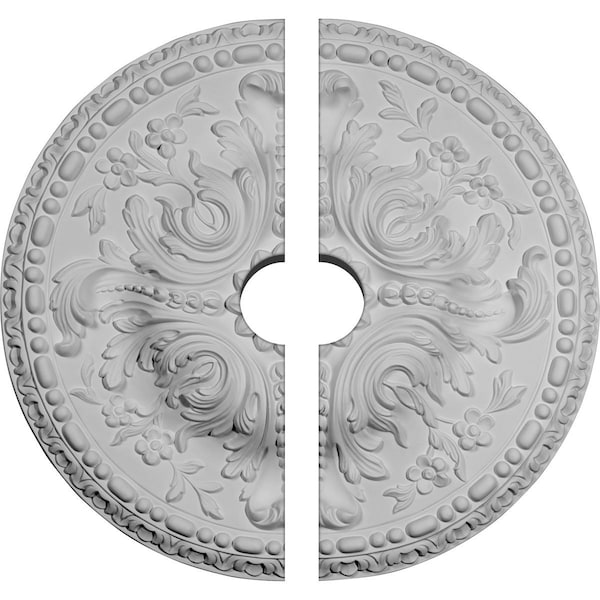 Ekena Millwork Amelia Ceiling Medallion, Two Piece (Fits Canopies up to 3 1/2"), 19 5/8"OD x 3 1/2"ID x 3/4"P CM20AM2-03500 - main